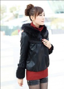 吉尚衣魅女装修身纯色单排扣精致镶钻围边毛领毛呢外套