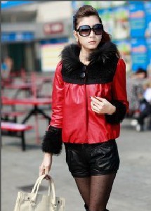 吉尚衣魅女装修身纯色单排扣精致镶钻围边毛领毛呢外套