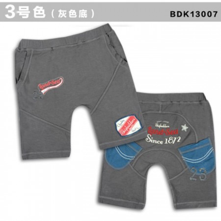 zaxwear2013春夏装007深灰色男孩短裤圆弧特色纯竹纤维春夏秋季新款zaxwear童装厂家