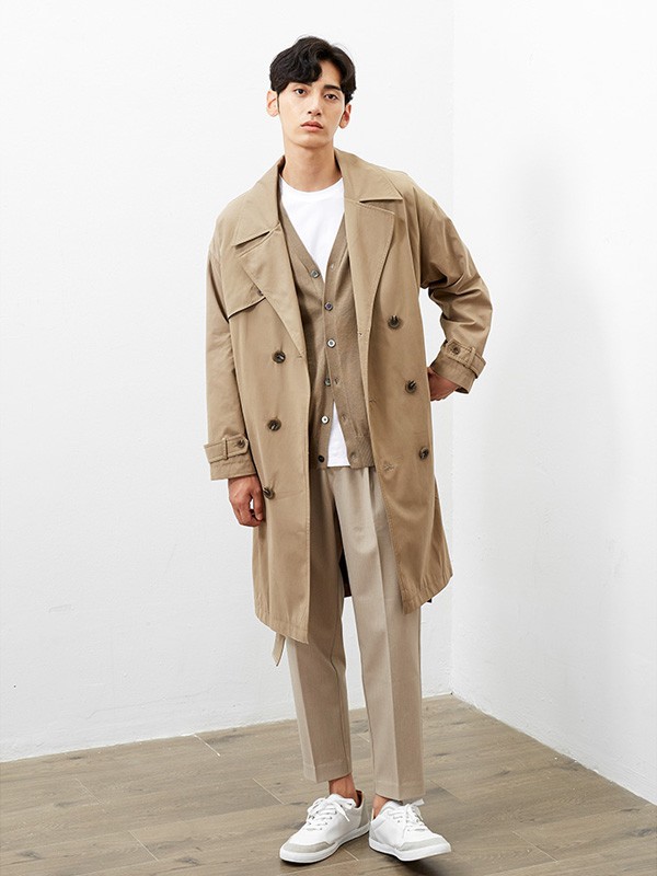 a.b.x男装2023春夏季卡其色大衣