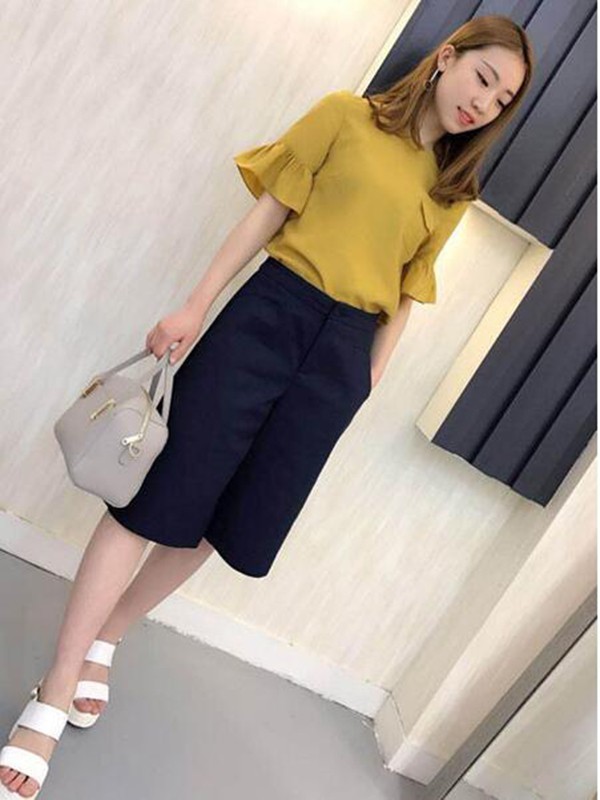 绽然女装2022秋冬季藏蓝色短裤