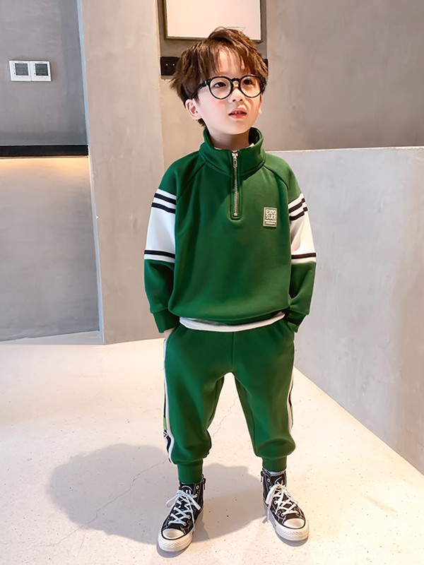 左西2020秋冬季绿色纯色卫衣