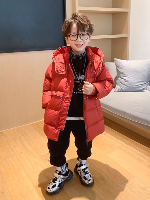 左西2020秋冬季红色纯色羽绒服