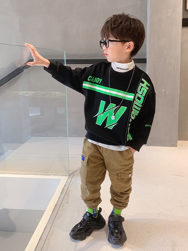 左西2020秋冬季黑色印花卫衣