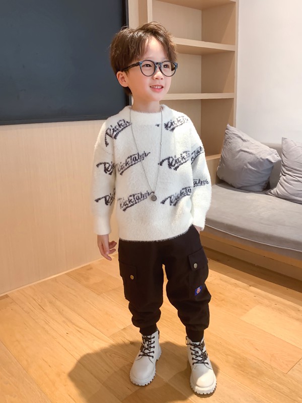 左西2020秋冬季白色印花毛衣