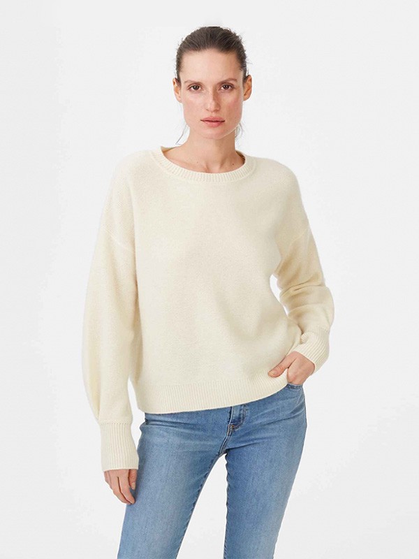 摩纳哥会馆2020秋冬季米色宽松毛衣