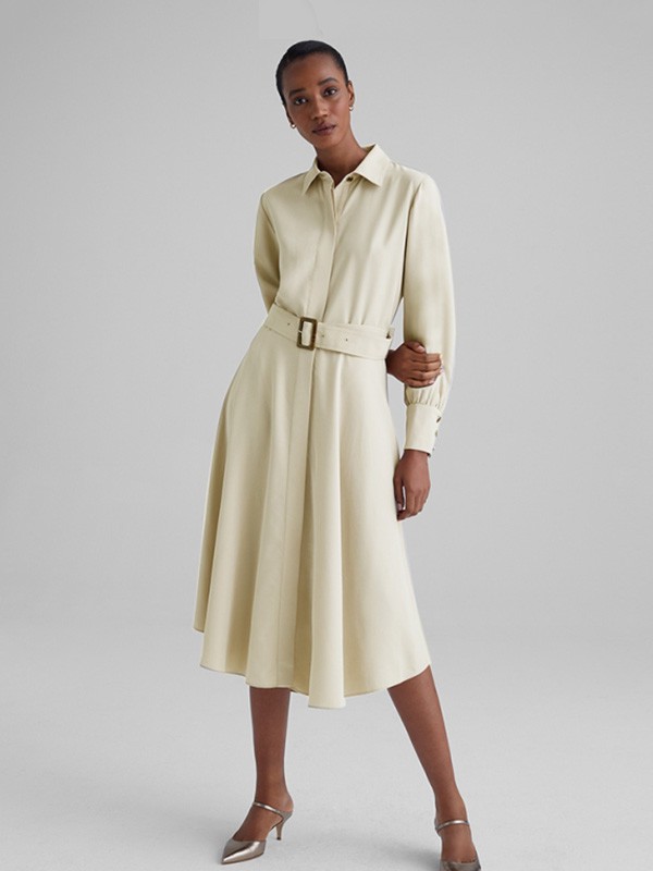 摩纳哥会馆2020秋冬季米色宽松连衣裙