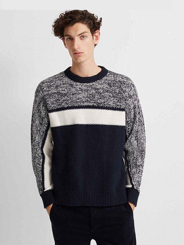 摩纳哥会馆2020秋冬季拼色撞色毛衣