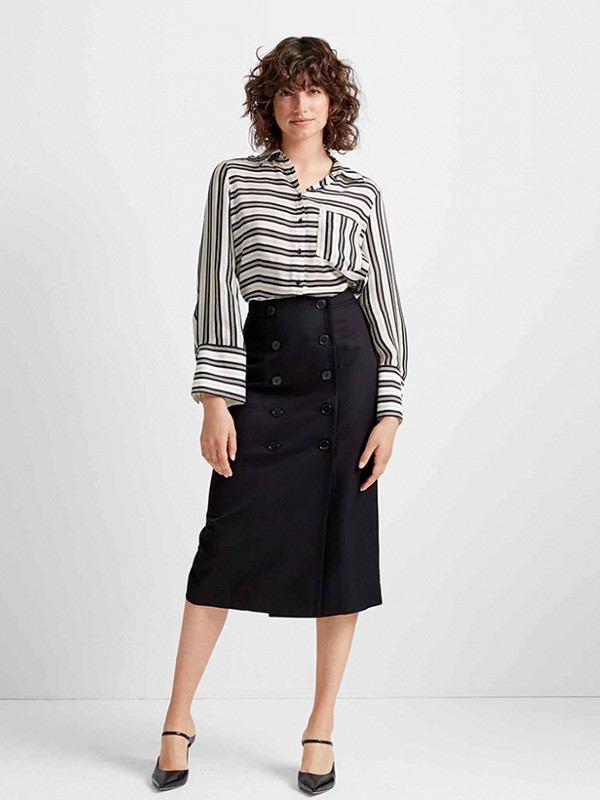 摩纳哥会馆2020秋冬季黑色条纹衬衫