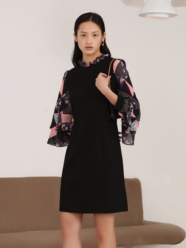 芊之美2020秋冬季黑色修身背带裙