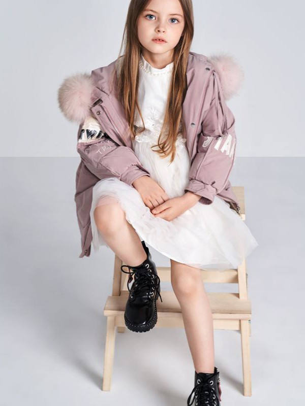 诺贝达2020秋冬季粉色带毛领棉服