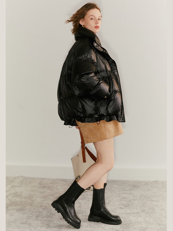 veraveins2020秋冬季黑色刺绣羽绒服