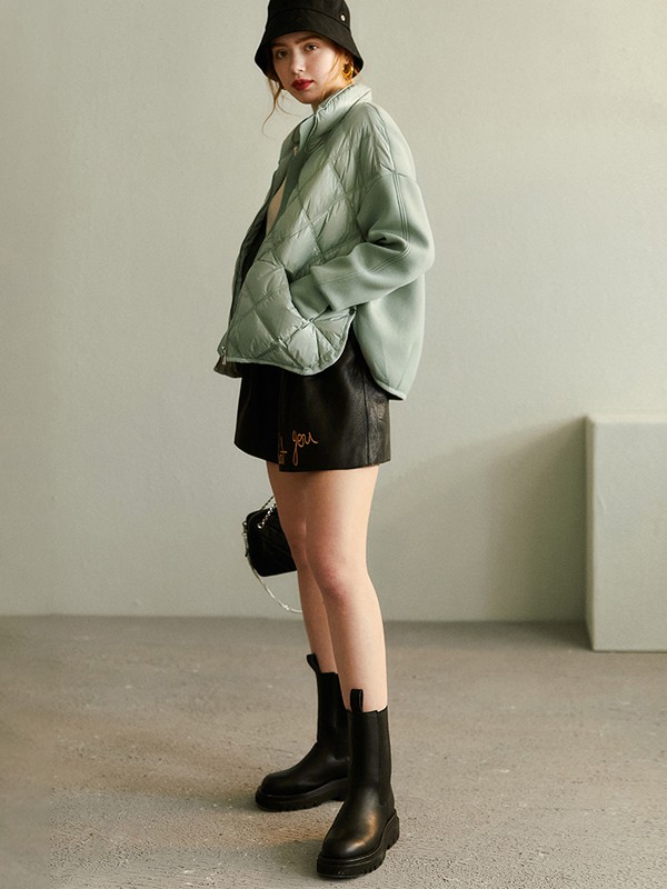 veraveins2020秋冬季绿色纯色外套