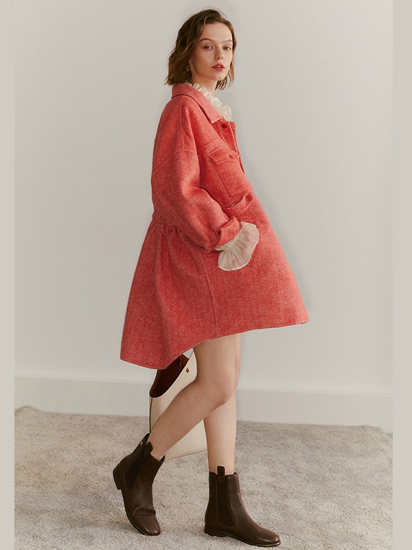 veraveins女装2020秋冬季粉色纯色外套