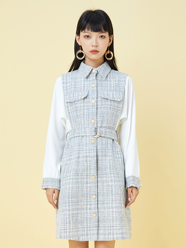 gcrues2020秋冬季蓝色拼接外套