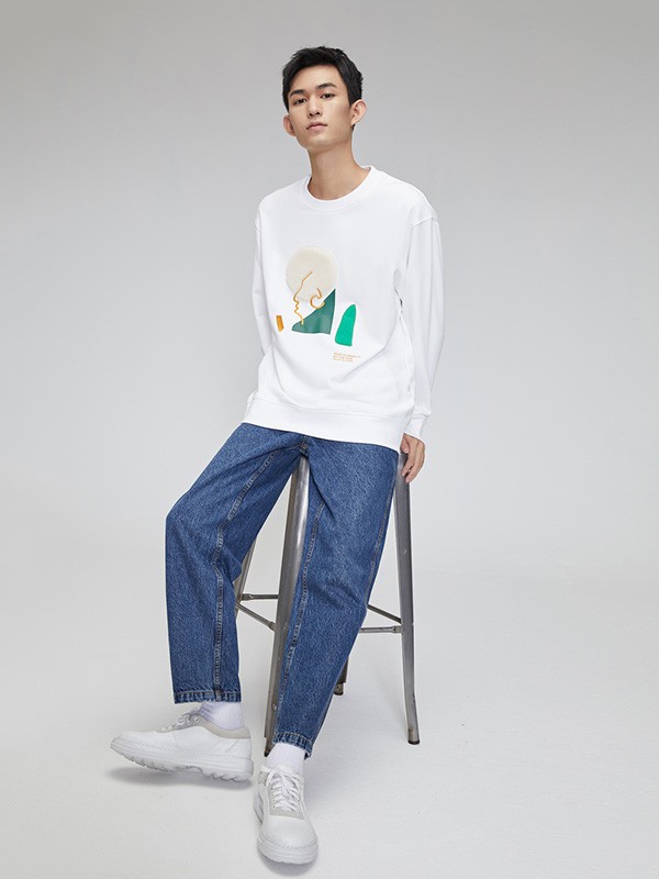 me&city2020秋冬季白色印花上衣