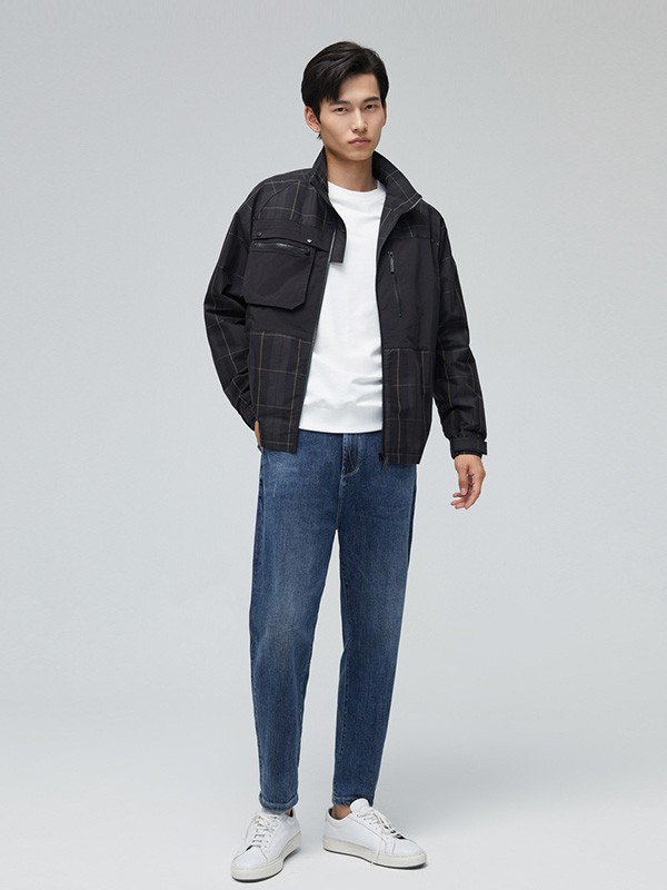 me&city休闲装2020秋冬季黑色印花外套