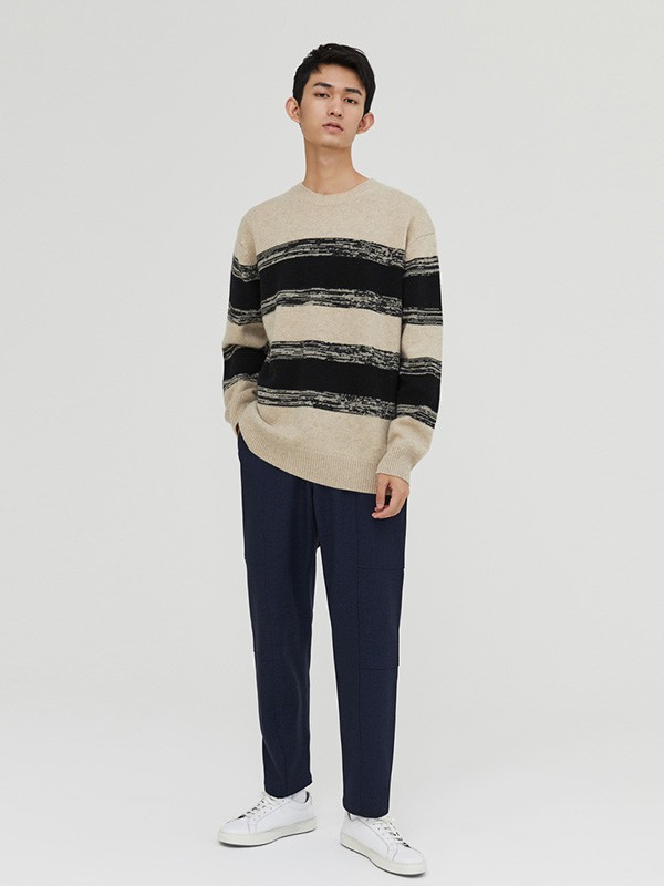 me&city休闲装2020秋冬季拼色撞色毛衣