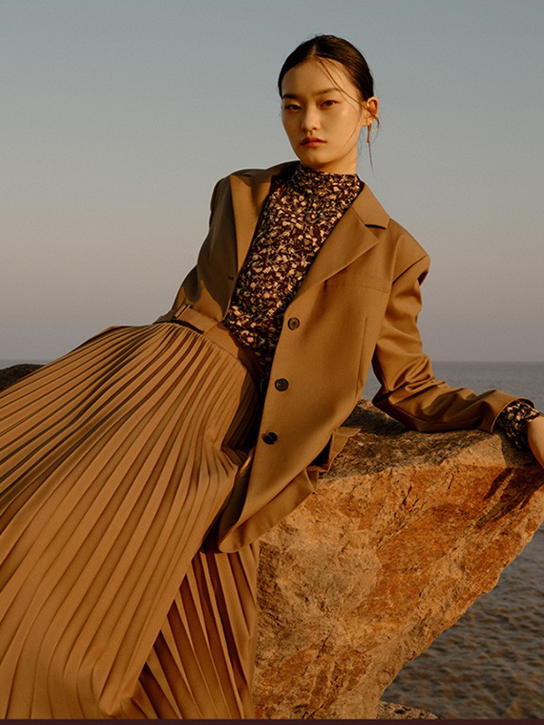 me&city休闲装2020秋冬季棕色宽松西装