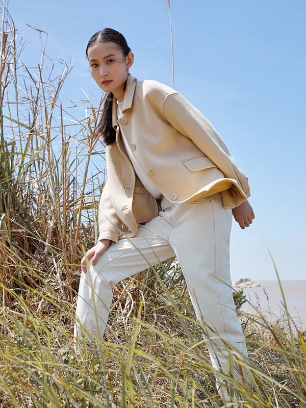 me&city休闲装2020秋冬季米色宽松外套