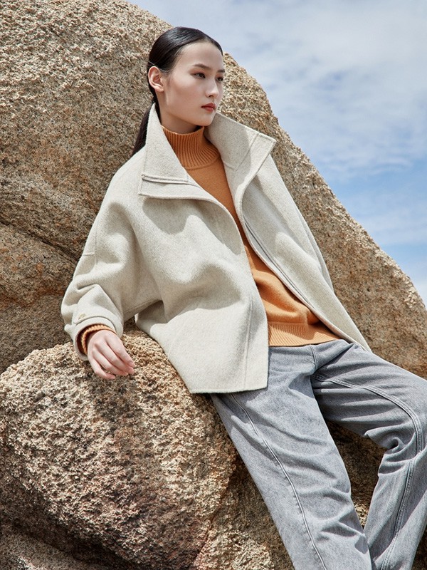 me&city休闲装2020秋冬季白色宽松外套