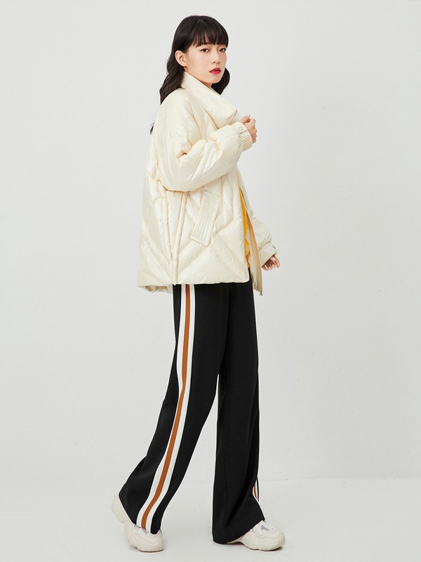 诗凡黎女装2020秋冬季米色纯色羽绒服