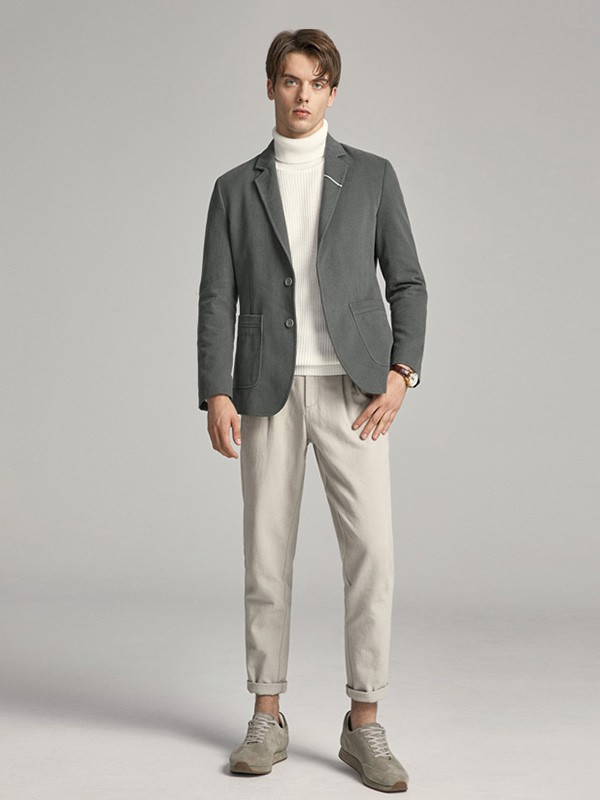 千纸鹤2020秋冬季灰色修身西装