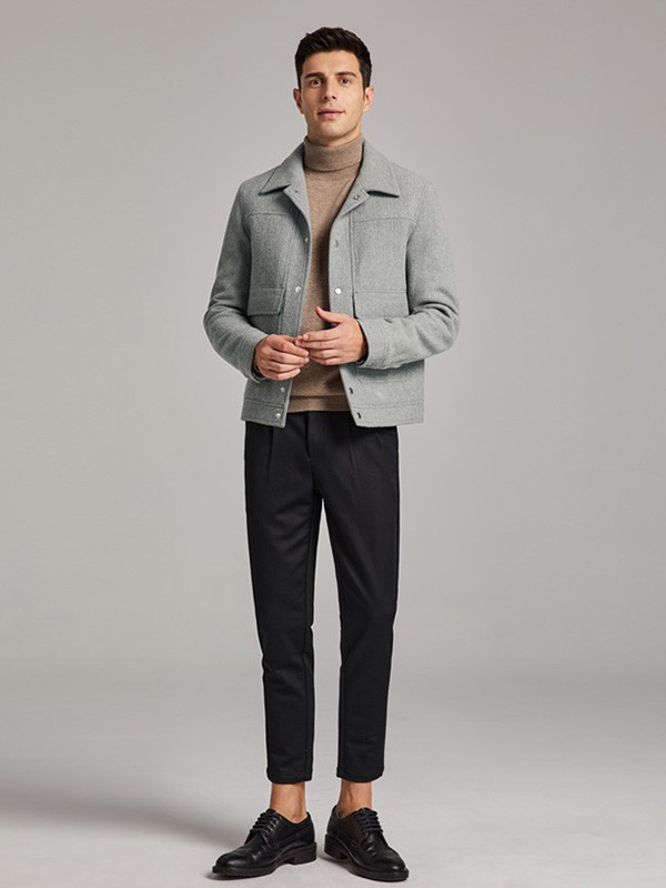 千纸鹤2020秋冬季灰色宽松外套