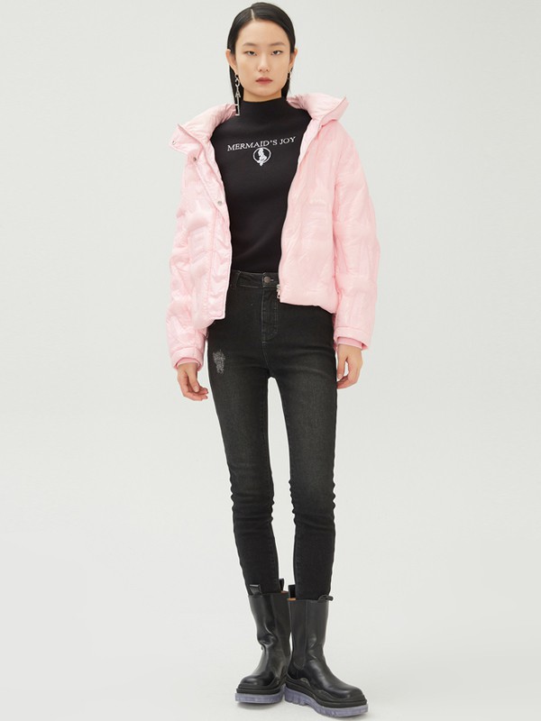 Z112020秋冬季粉色纯色棉服