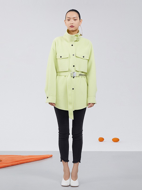 RE'VAN2020秋冬季荧光色收腰外套