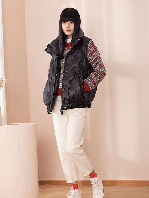 片断女装2020秋冬季黑色宽松马夹