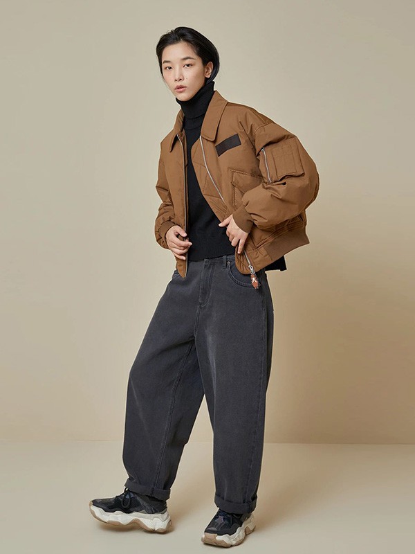 幻走女装2020秋冬季棕色宽松羽绒服