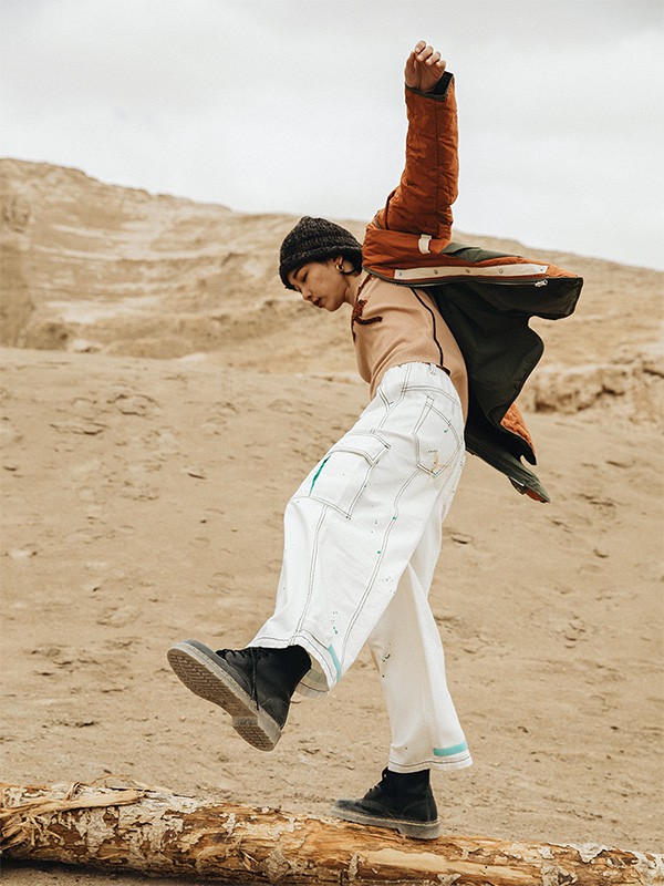 幻走女装2020秋冬季白色撞色阔腿裤