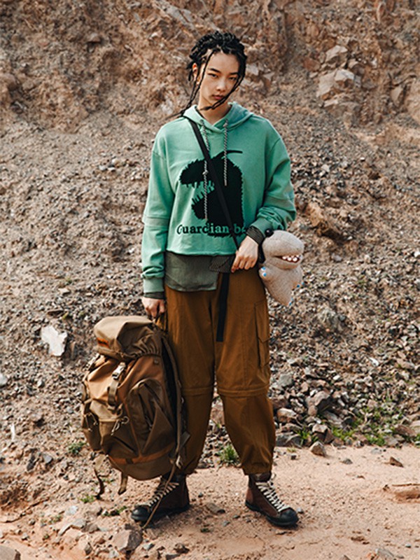 幻走女装2020秋冬季绿色图案卫衣