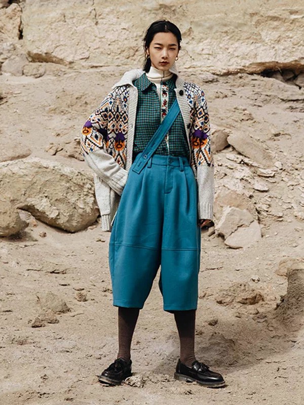 幻走女装2020秋冬季灰色撞色外套