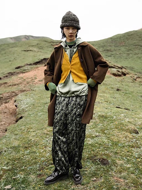 幻走女装2020秋冬季棕色宽松大衣