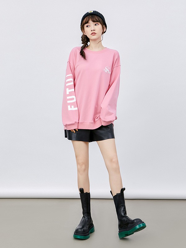 六町目女装2020秋冬季粉色印花卫衣