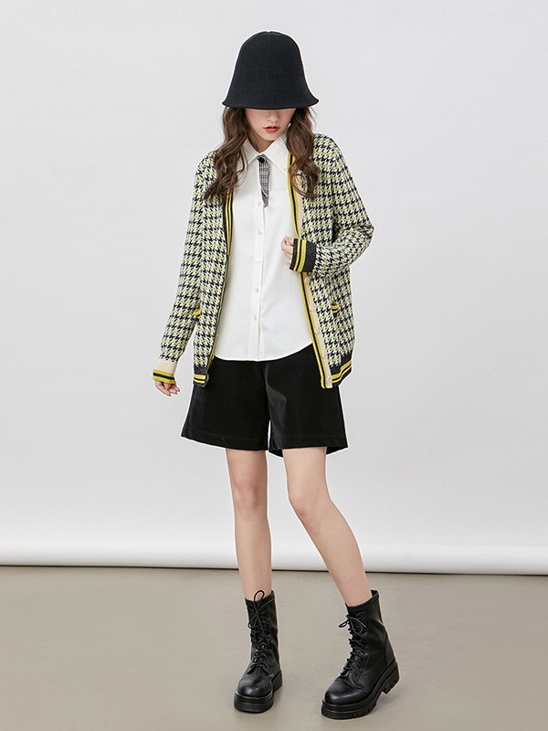 六町目女装2020秋冬季黄色撞色外套