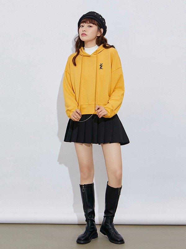 六町目女装2020秋冬季黄色连帽卫衣