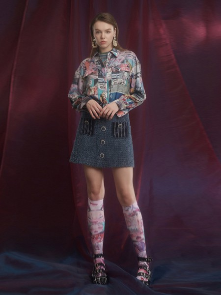 杰茜莱2020秋冬季印花衬衫