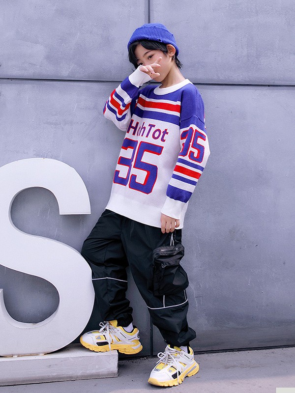 HohTot2020秋冬季拼色印花针织衫