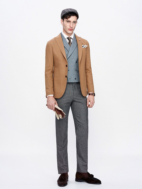 乔顿2020秋冬季卡其色修身西装