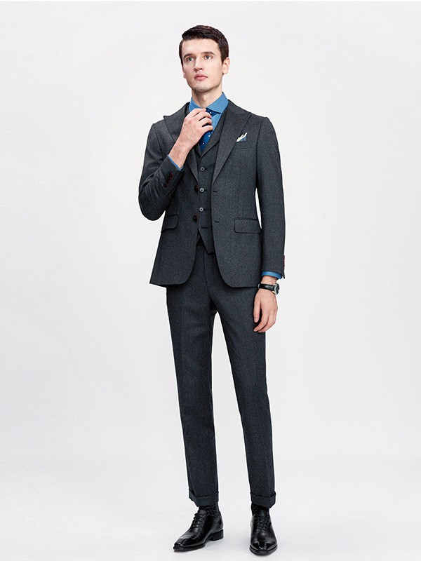 乔顿2020秋冬季黑色修身西装