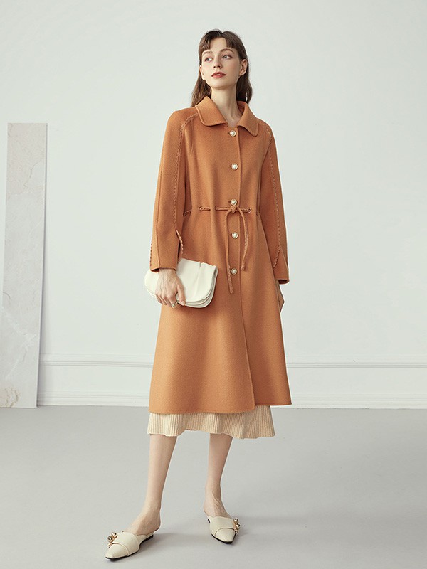 范思蓝恩女装2020秋冬季咖啡色宽松大衣