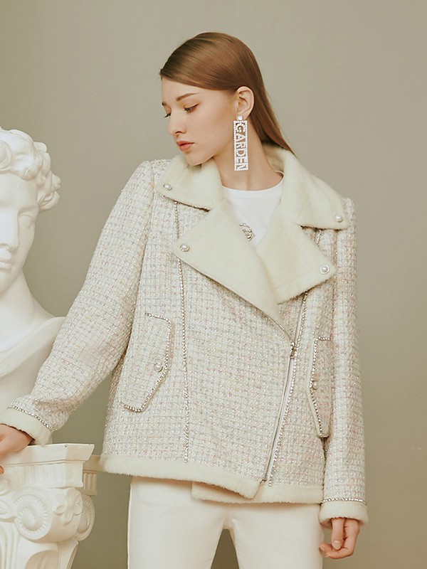 covengarden女装2020秋冬季白色翻领外套