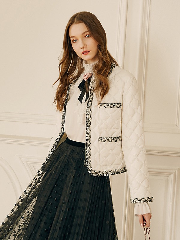 covengarden女装2020秋冬季白色撞色外套