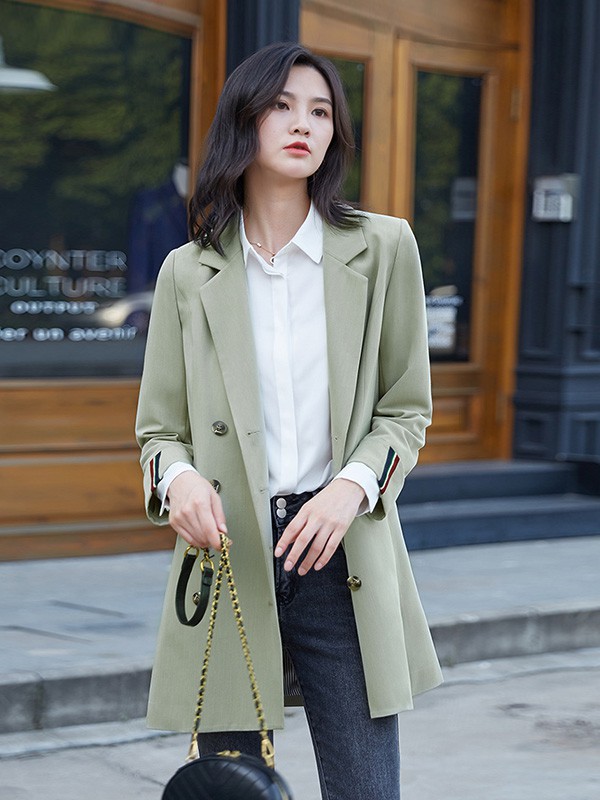 米多立2020秋冬季绿色宽松外套