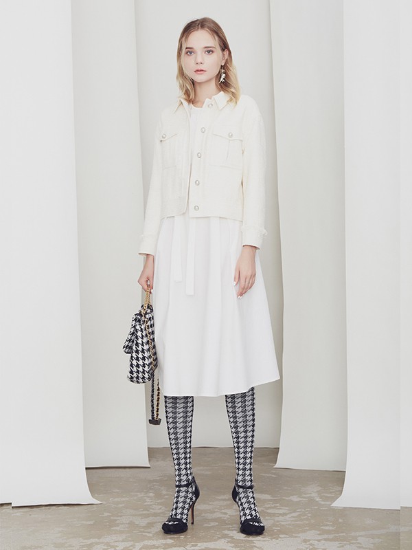 JessicaRED女装2020秋冬季米色纯色外套