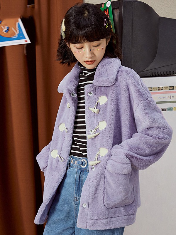 奢步士2020秋冬季紫色宽松外套