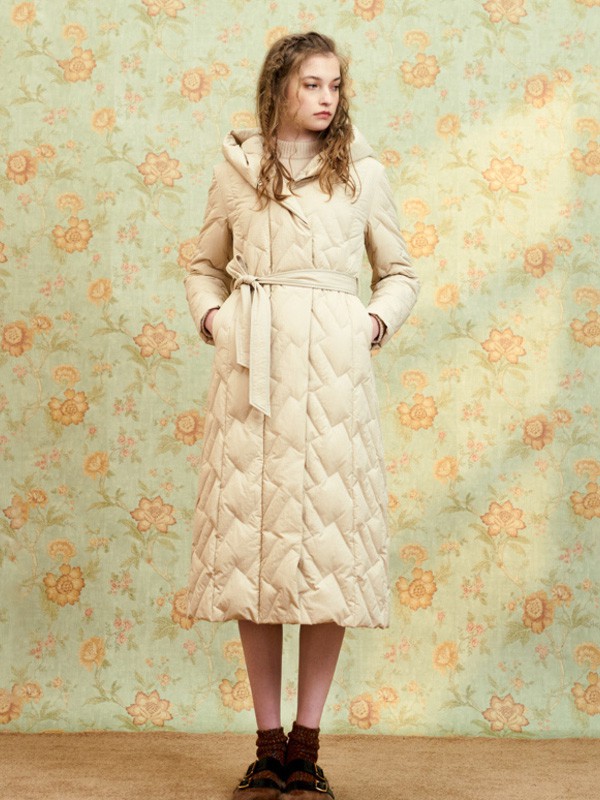 犁人坊2020秋冬季米色长款羽绒服